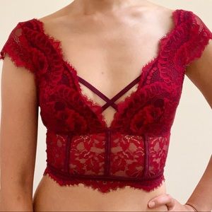 LaSenza Velvet Red All Over Lace Bralette Top